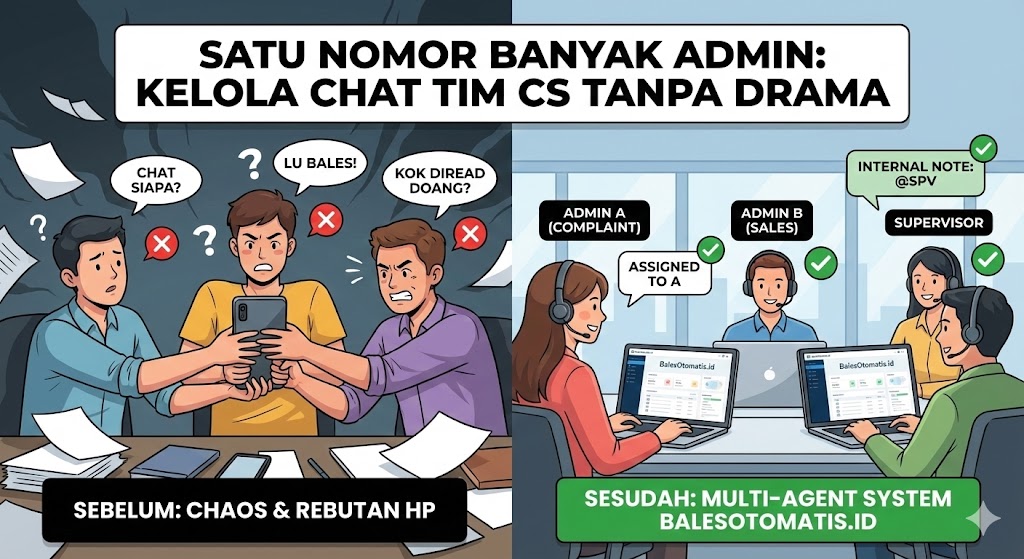 Satu Nomor WhatsApp Banyak Admin? Cara Mengelola Chat CS Tanpa Rebutan