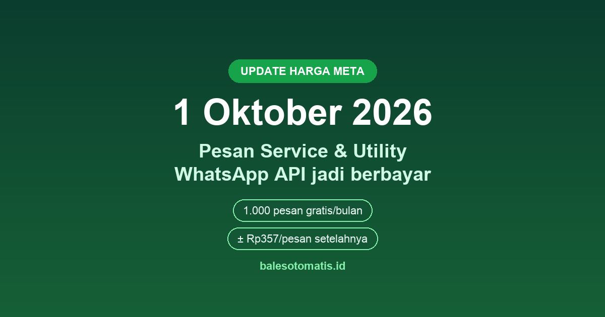 Update Harga Meta 1 Oktober 2026: Pesan Service & Utility WhatsApp API Jadi Berbayar, Ini Dampak dan Cara Hematnya
